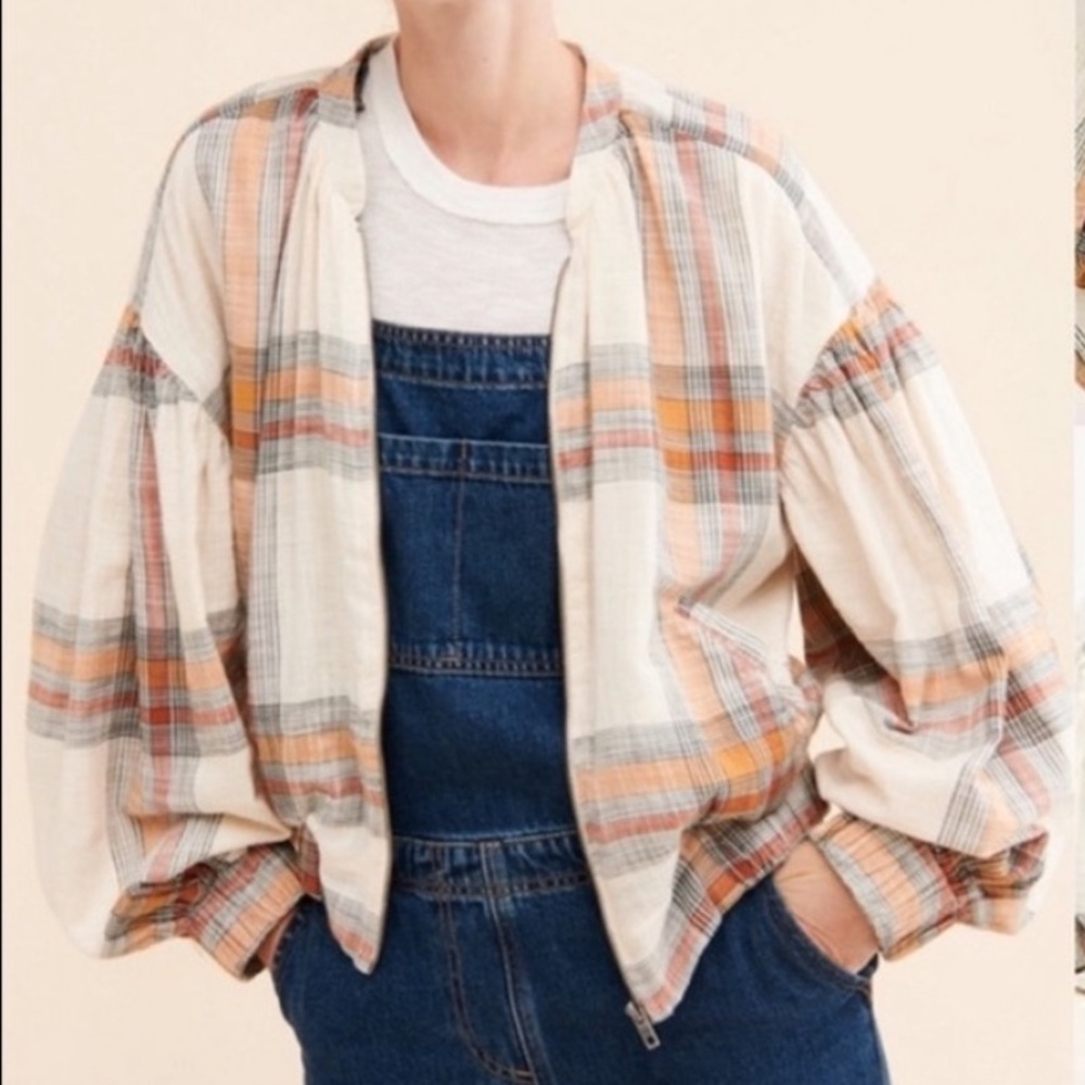 Free People Mattie Plaid Bomber Jacket